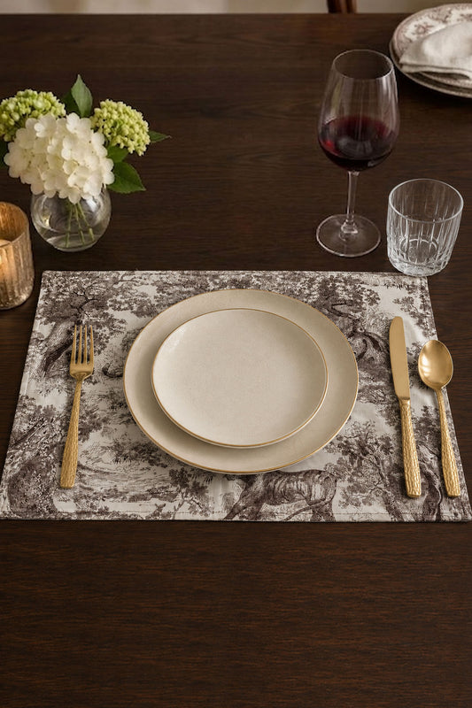 Toile De Jouy Placemats - Mink (Set of 4)